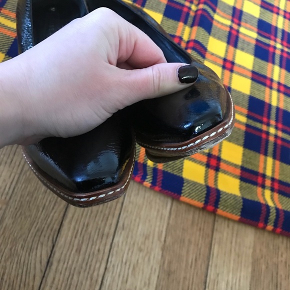 Celine Yellow Brown Black High Heels Stitching - Picture 6 of 8